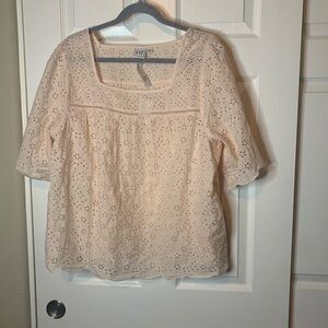 GAP Women's Peach Eyelet Top Square Neck 100% Cotton NWT Cottagecore